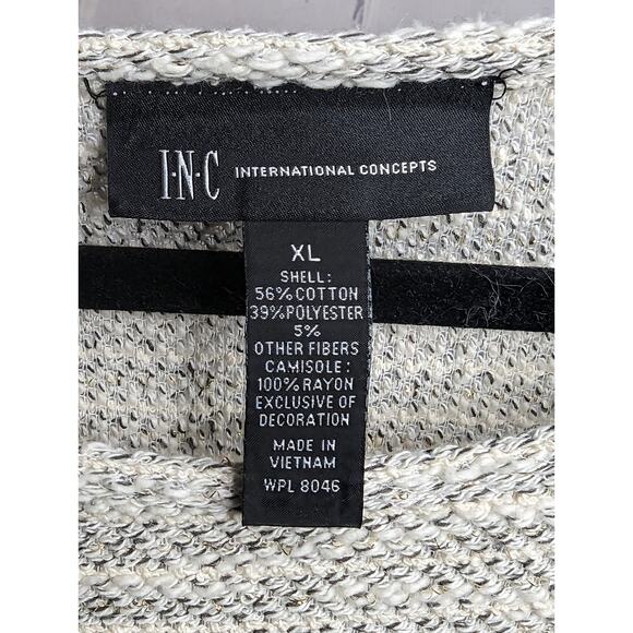 INC International Concepts Womens Light Gray XL Crop Top Knit Shirt Lace Sweater - Picture 2 of 6